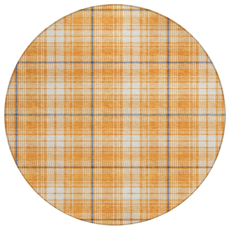 Machine Washable Indoor/ Outdoor Plaid Chantille Rug
