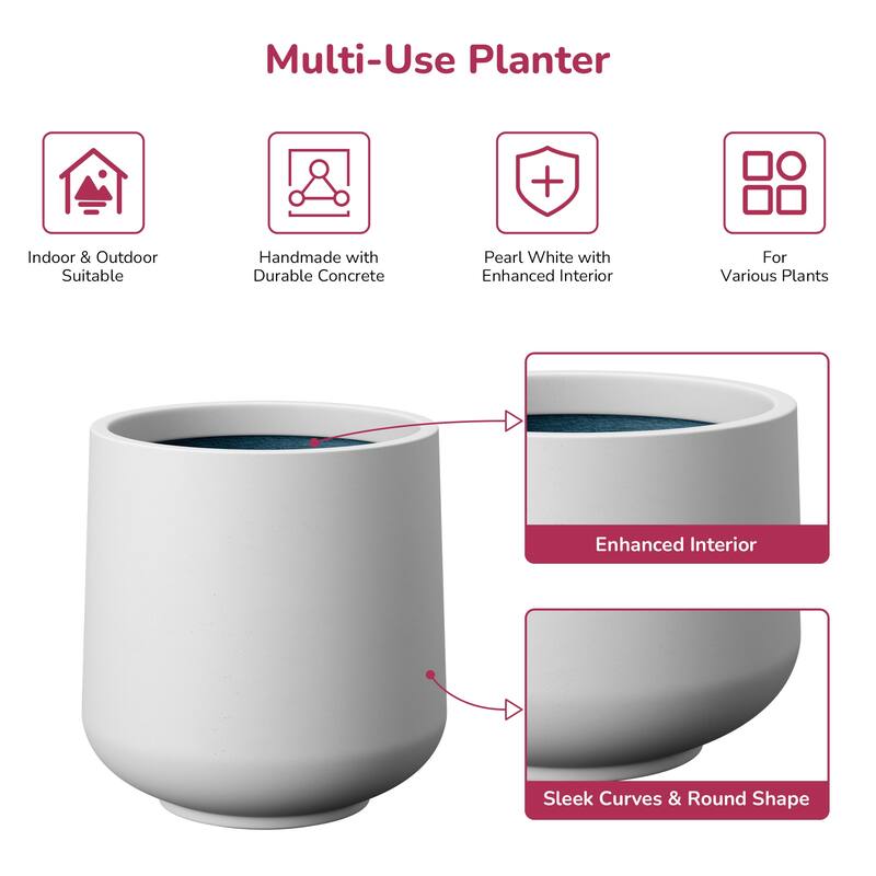 Upgraded Interior Concrete Tall Round Planter for Outdoor Indoor