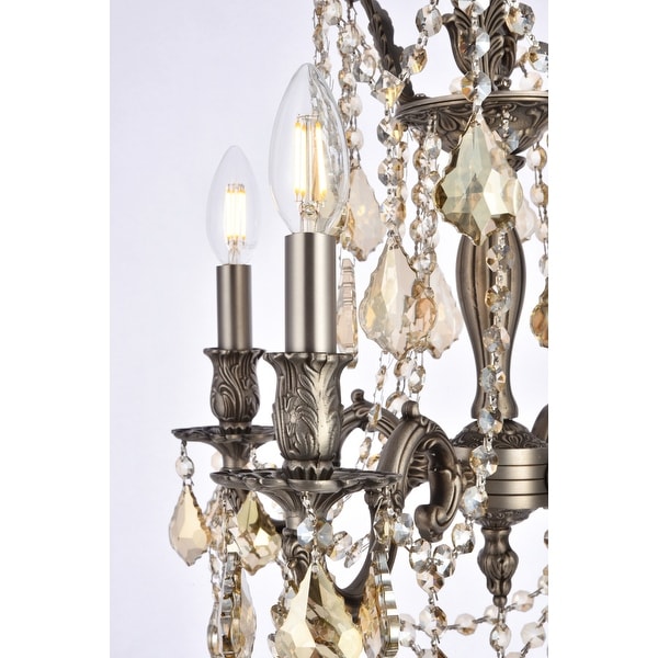 Somette Zurich 4 Light Royal Cut Gold Crystal and Pewter Chandelier