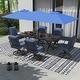 preview thumbnail 12 of 21, Kullavik 8 Pieces Outdoor Dining Set with 6 Swivel Chairs, X-Leg Table and Double-Sided Umbrella