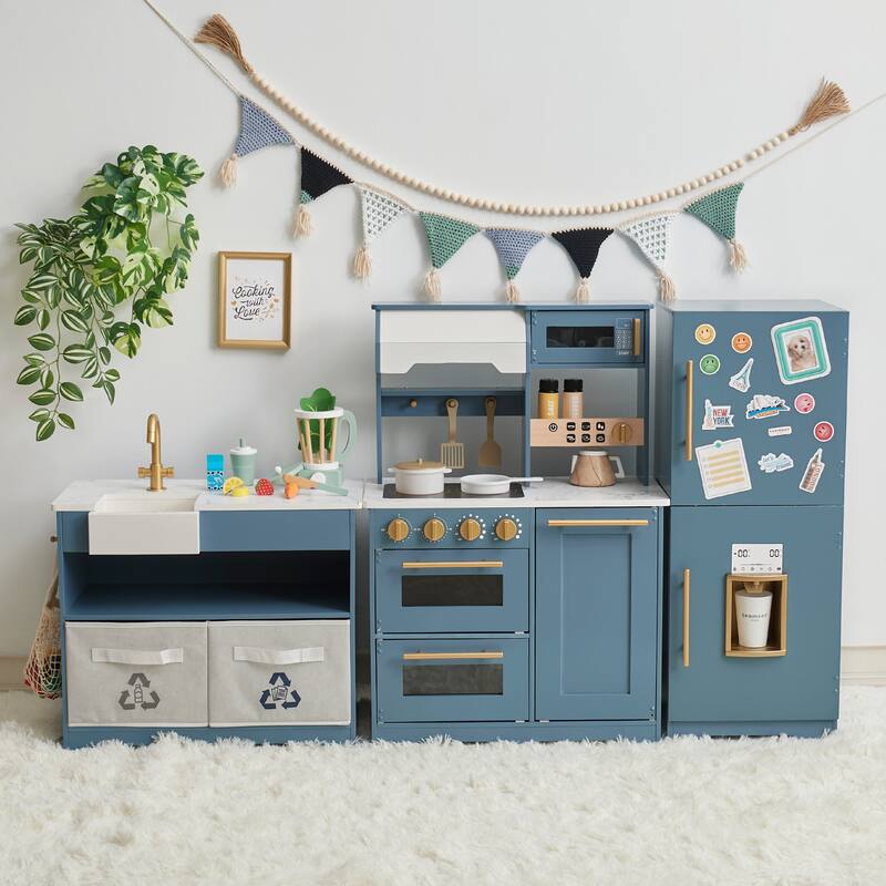 Teamson Kids Little Chef Atlanta Modular Play Kitchen with Accessories - 60.75" L x 12.99" W x 34.37" H
