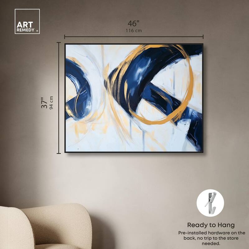 Navy and Gold Rings II Canvas by Art Remedy