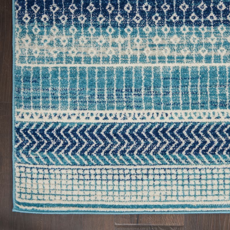 Nourison Passion Indigo Blue Coastal Geometric Area Rug