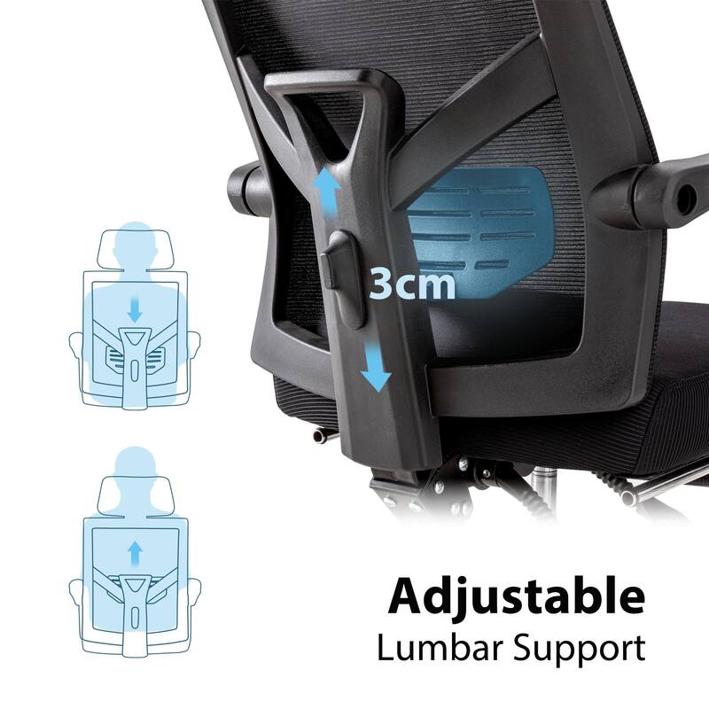 Ergonomic Mesh Office Chair with Adjustable Lumbar Support & Footrest