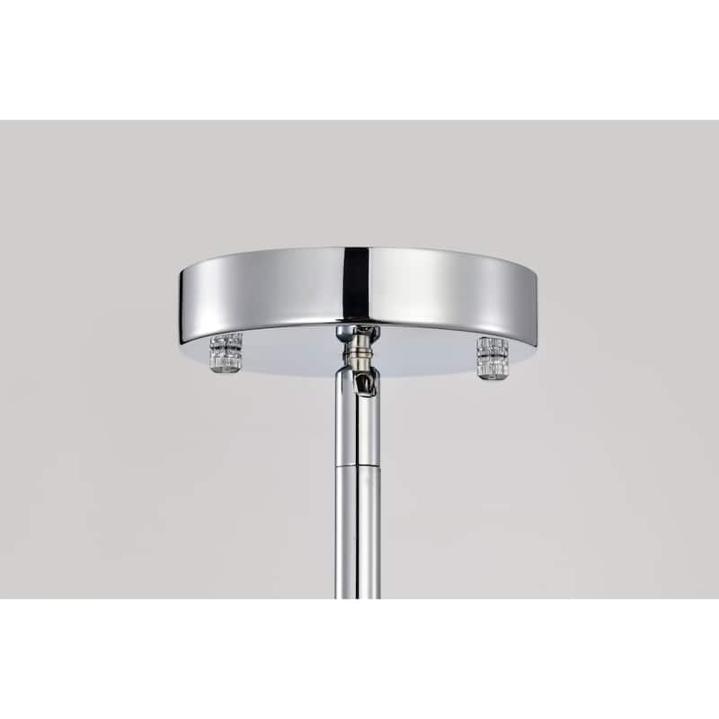 Caio Chrome Pendant Light with Oval Disk Frosted Glass Shade