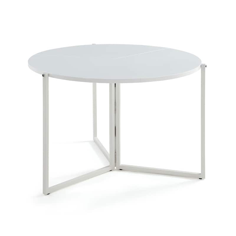 Somette Round Foldaway Dining Table - Matte White
