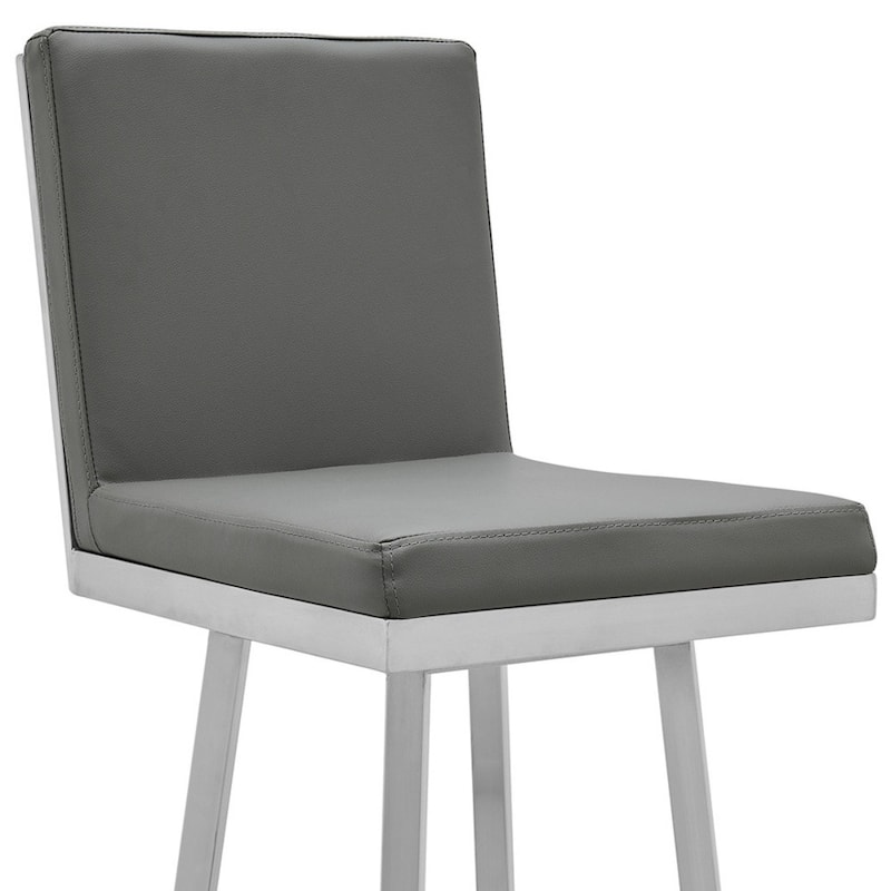 30" Modern Kitchen Swivel Bar Stool with Faux Leather Upholstery Seat and Iron Frame - 44”H x 19”W x 23”D