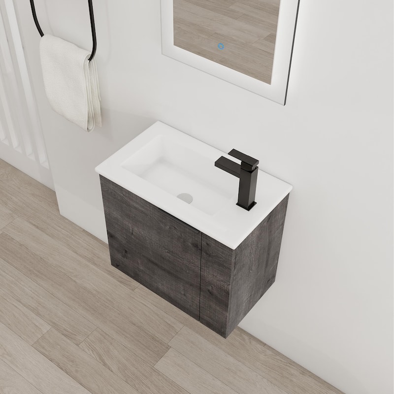 ARTCHIRLY 22" Bathroom Vanity with Ceramic Sink, Floating Bathroom Vanity with Soft Close Door