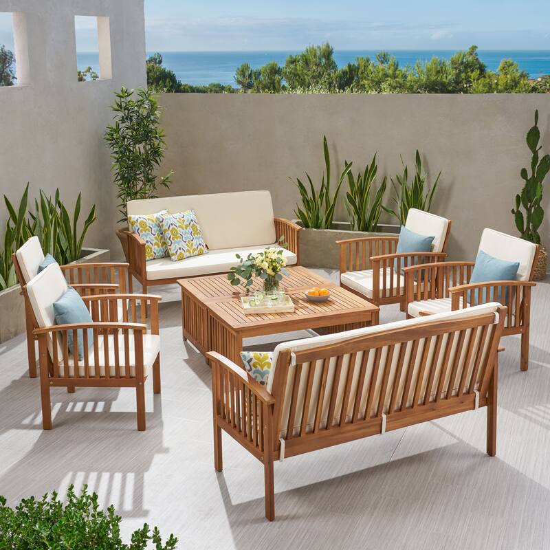 Carolina Acacia 8-piece Outdoor Sofa Set by Christopher Knight Home