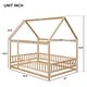 preview thumbnail 19 of 37, Full Size Wooden Floor Bed with House Roof Frame, Fence Guardrails for Kids, Bedroom