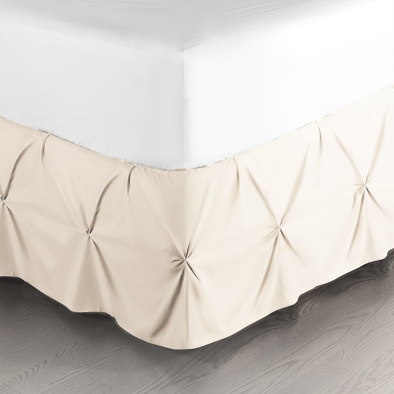 Nestl Pinch Pleat Bed Skirt - Soft Premium Microfiber Ruffle Bed Skirt - 14" Tailored Pintuck Wrap Around Dust Ruffle