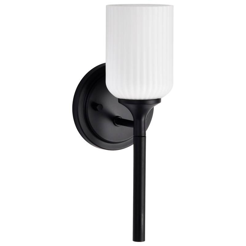 Solara 1 Light Wall Sconce Matte Black Finish Frosted Ribbed Glass - Matte Black
