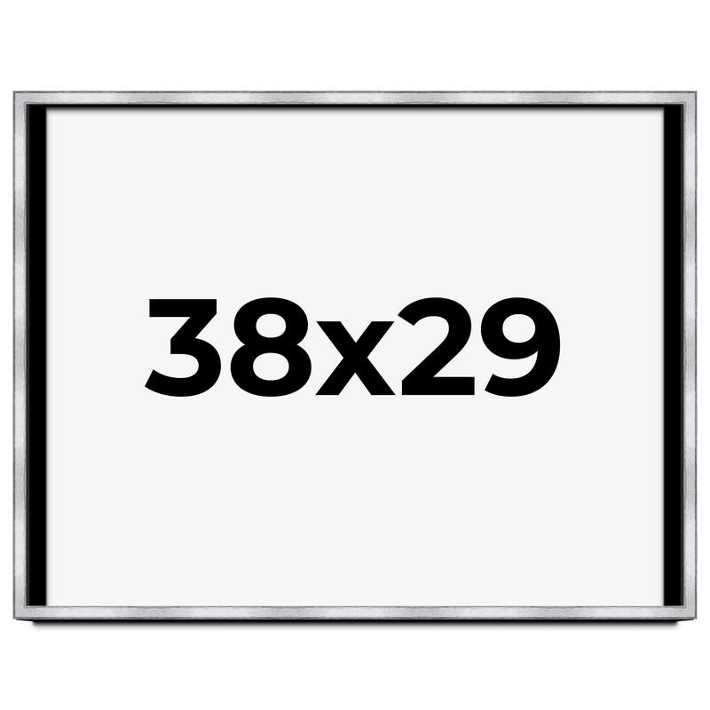 38x29 Shadow Box Frame Silver | 1.375 Inches Deep Real Wood