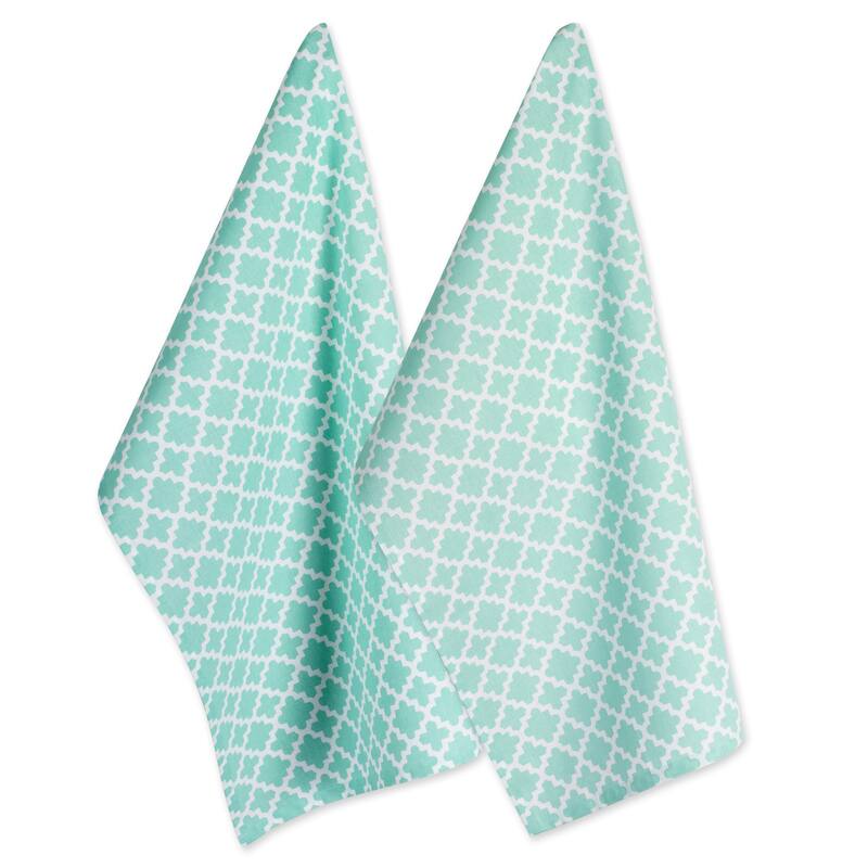 Design Imports Lattice Dishtowel Set of 2 (28 inches long x 18 inches wide) - Aqua