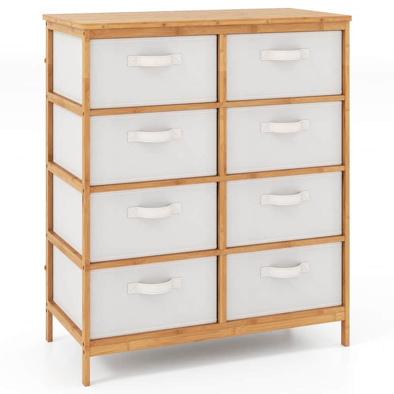 Coatway 8 Drawers Dresser with Removable Fabric Bins, Chest of Drawers - Beige & Natural - 8-drawer