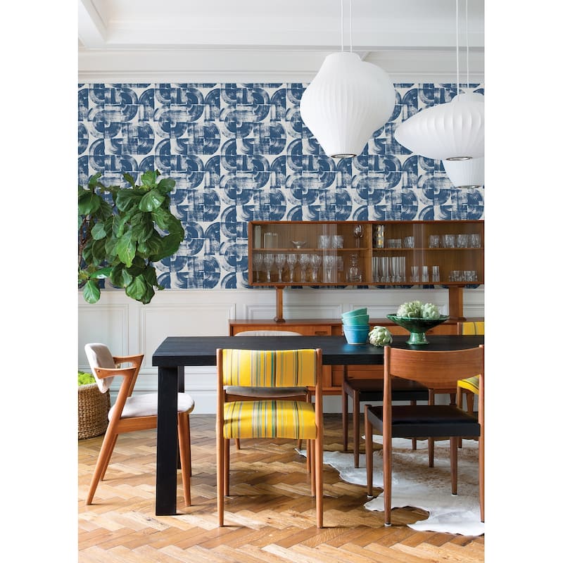 A-Street Prints Giulietta Blue Painterly Geometric Wallpaper