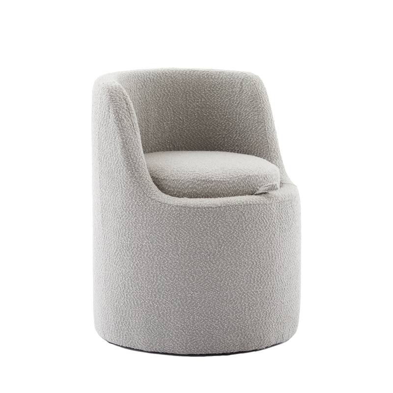 Boucle Make-Up/Vanity Stool, Hiden Storage Space, Stylish Appearance - Marled Grey