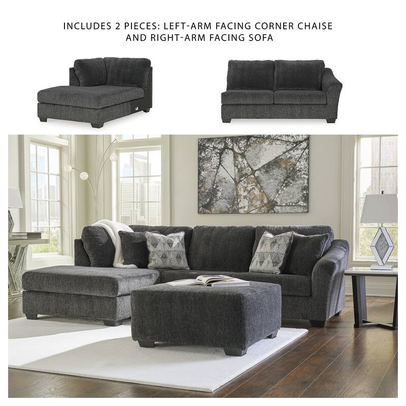 Signature Design by Ashley Biddeford Gray 2-Piece Sectional with Chaise - 120"W x 75"D x 40"H