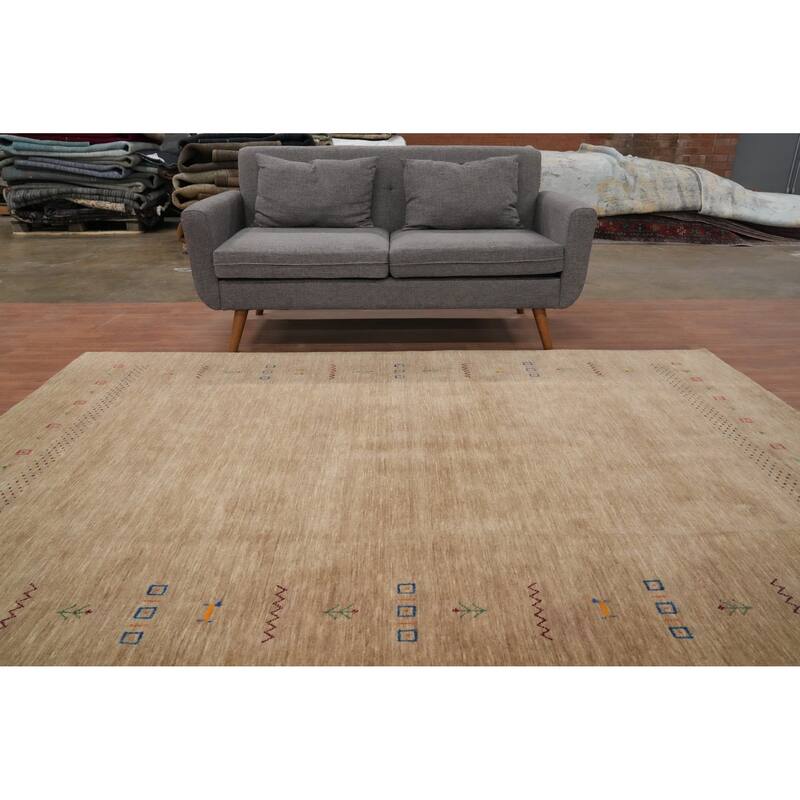 Hand Knotted Oriental 100% Wool Carpet Tribal Animal Pictorial Brown Gabbeh Area Rug - 8' 10'' X 6' 3''