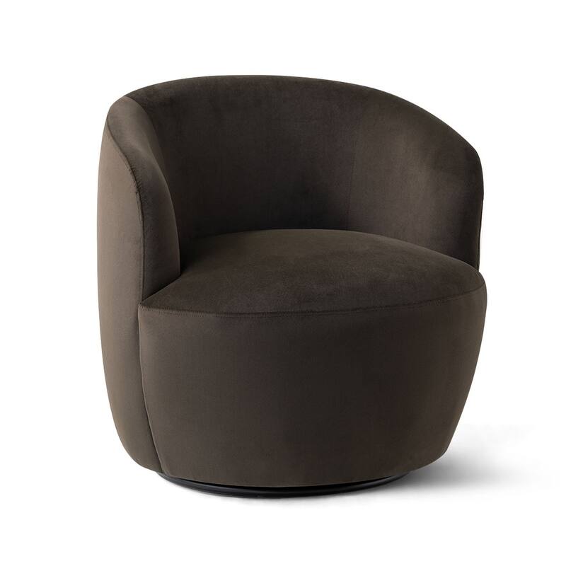 26.5" Wide Velvet Small Swivel Barrel Accent Chair