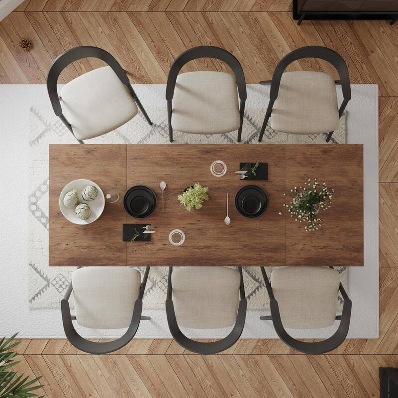 WESOME 70.8" Rectangular Rustic Wooden Dining Table with Sturdy Iron Legs - 31.5 x 70.87 x 29.53 inch