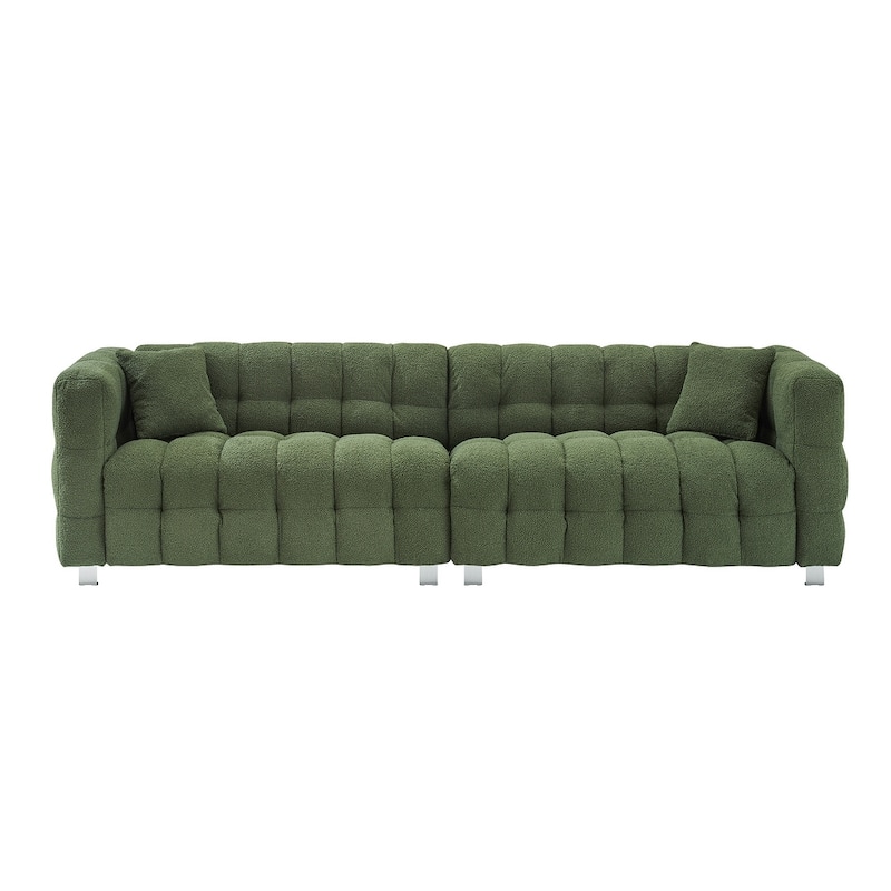 102'' teddy velvet four-seater modern style sofa