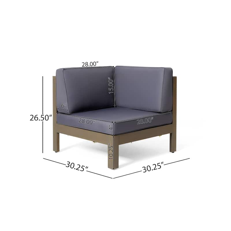 Brava Outdoor Acacia Wood 8 Seater U-Shaped Sectional Sofa Set with Fire Pit by Christopher Knight Home