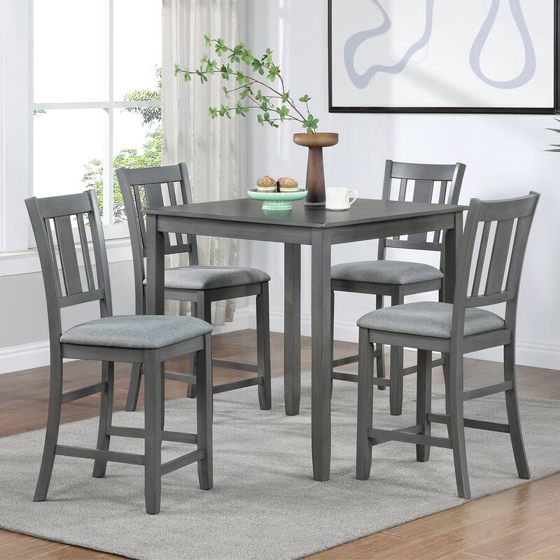 Dining Chairs Only, Wooden Counter Height Chairs Set of 4, Kitchen Chair with Padded Seat, Upholstered Counter Height Chair