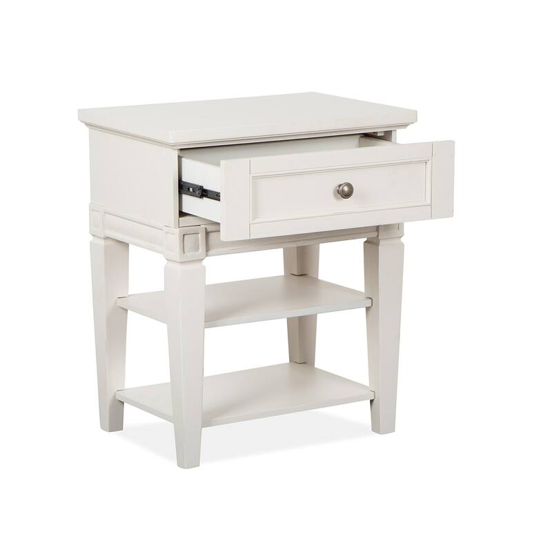 Magnussen Home Willowbrook Egg Shell White with Slight Rub Through Open Nightstand