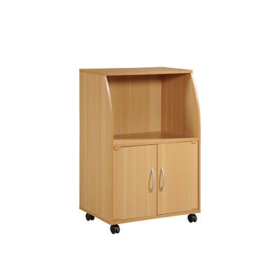 33" Beige Solid Microwave Kitchen Cart
