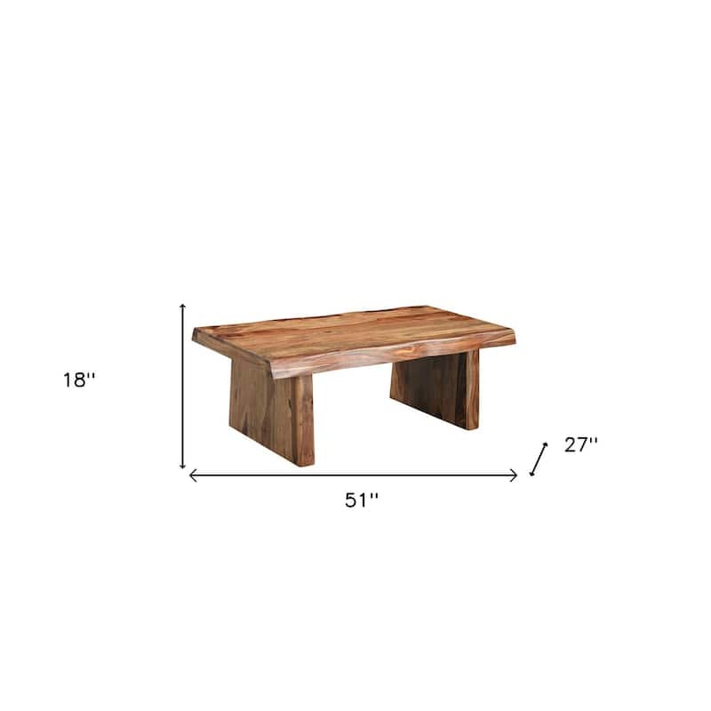 HomeRoots 51" Brown Solid Wood Live Edge Coffee Table - 51' X '18' X '27