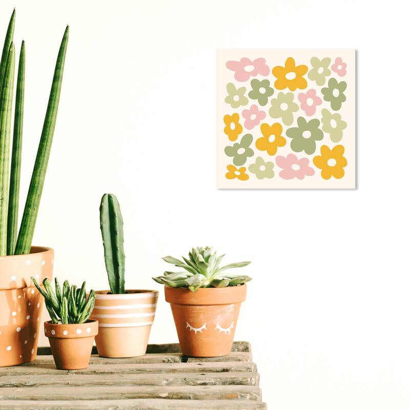Wynwood Studio Canvas Floral and Botanical Little Flowers Together Green Modern & Contemporary Wall Art Canvas Print - 12 x 12