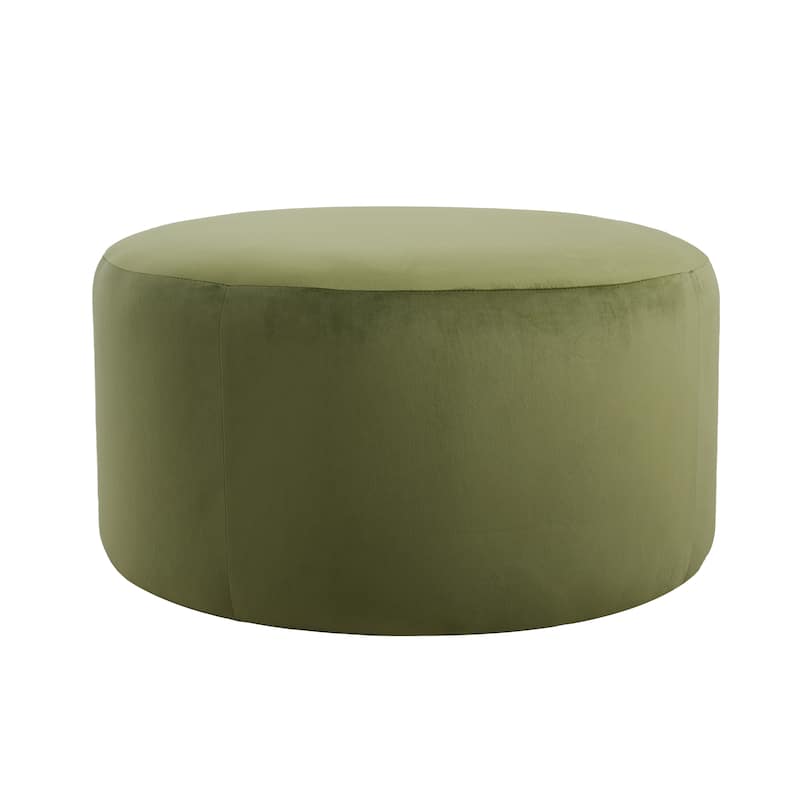 Round Fabric Ottoman - Soft Upholstered Footrest Stool for Living Room or Bedroom