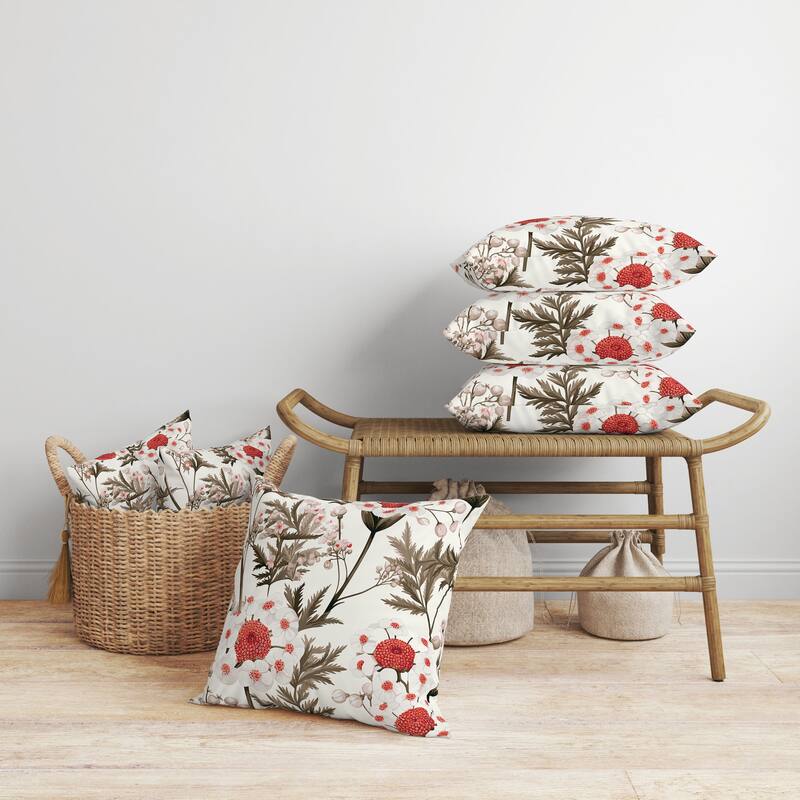 Brown And Red Millefolium Harmony Indoor/Outdoor Throw Pillow Zipper