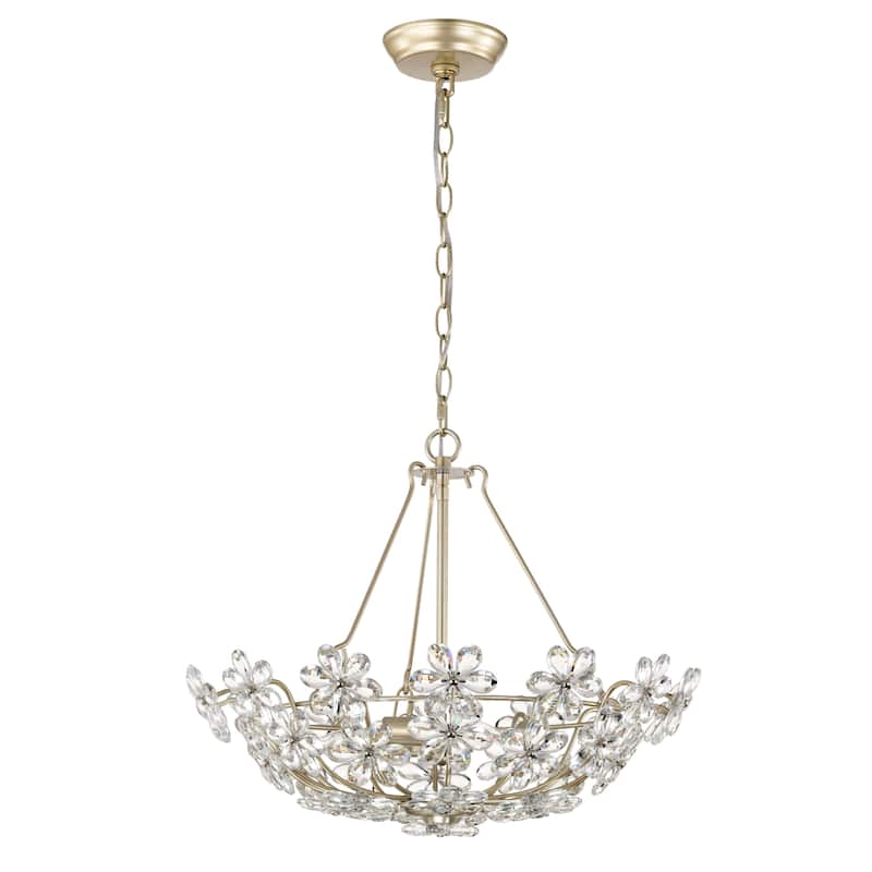 Rosa Glam 3-Light Daisy Crystal Glass Flower Chandelier