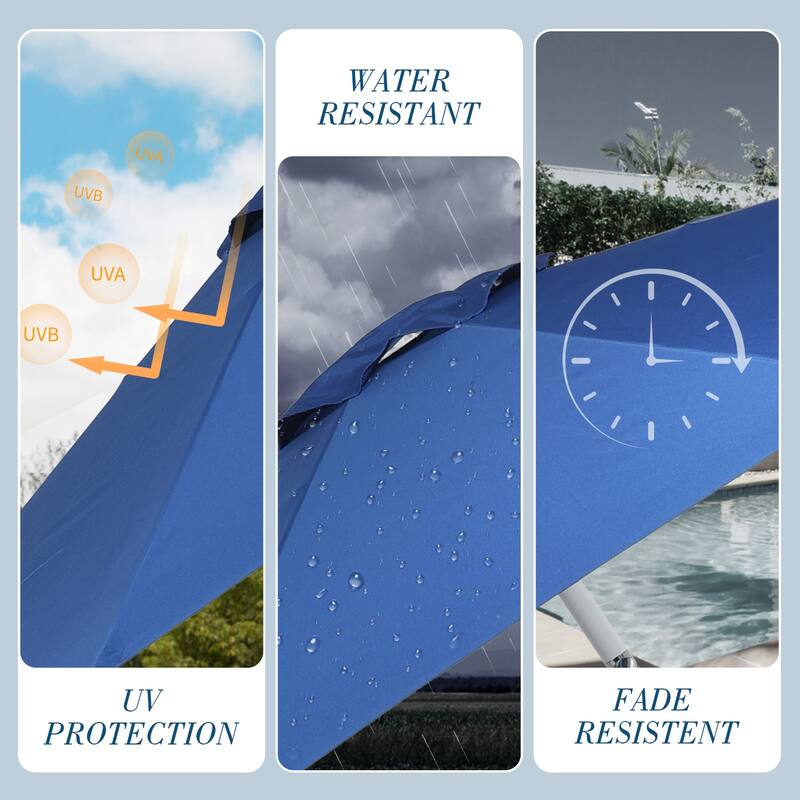 Aoodor 9FT Outdoor Patio Market Umbrella with Push Button Tilt and Crank