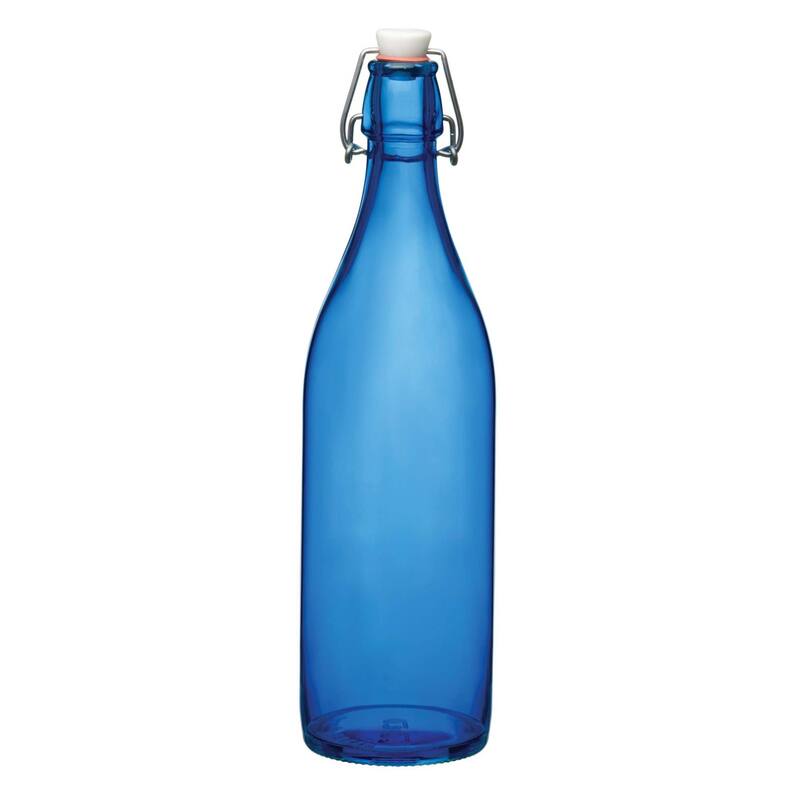 Bormioli Rocco Giara Beverage Bottle with Clamp Lid - Blue