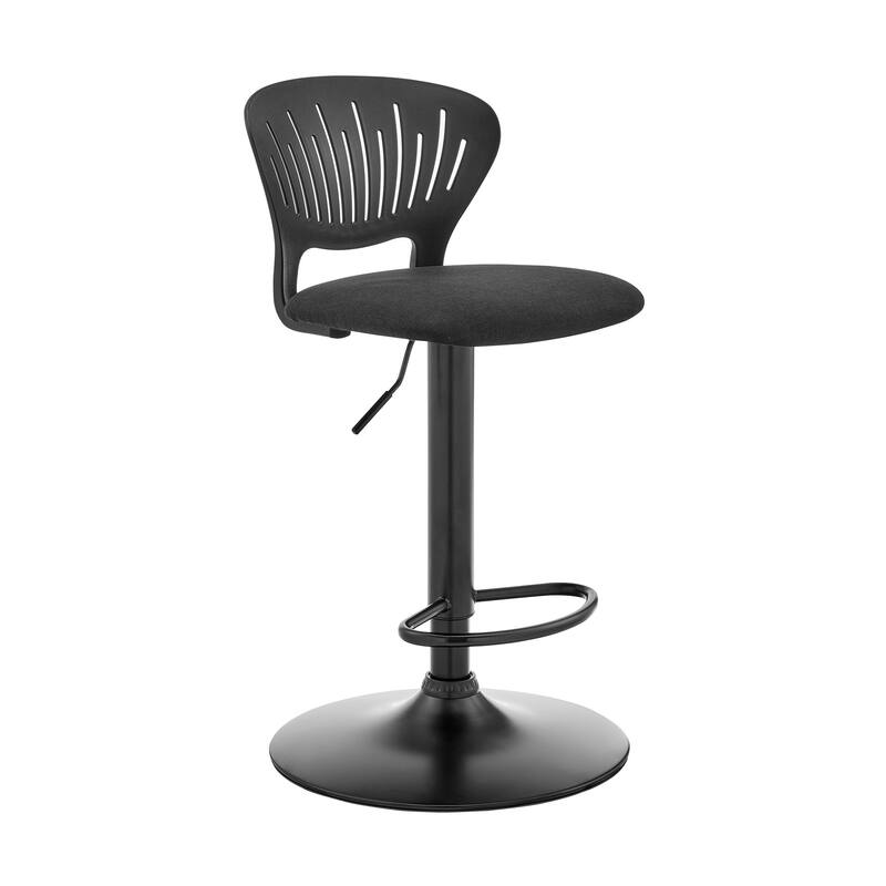 HomeRoots 42" Black Iron Swivel Adjustable Height Bar Chair - 16
