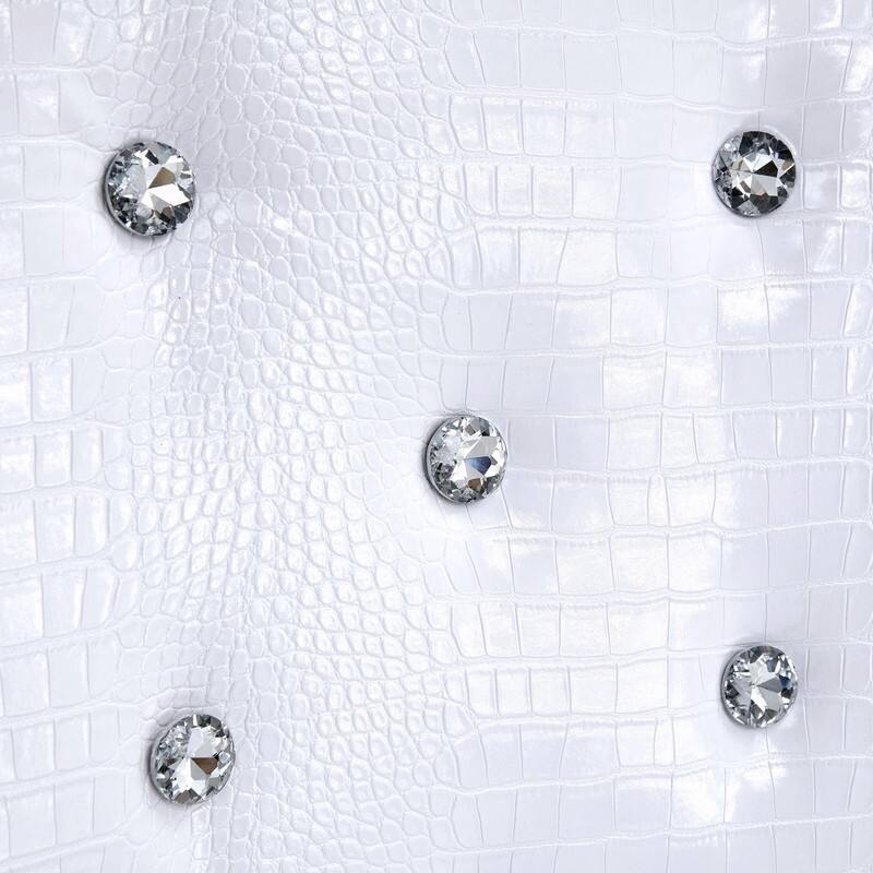 Set of 2 Retro Alligator Skin Upholstered Dining Chairs with Crystal Buckle Design & Faux Leather