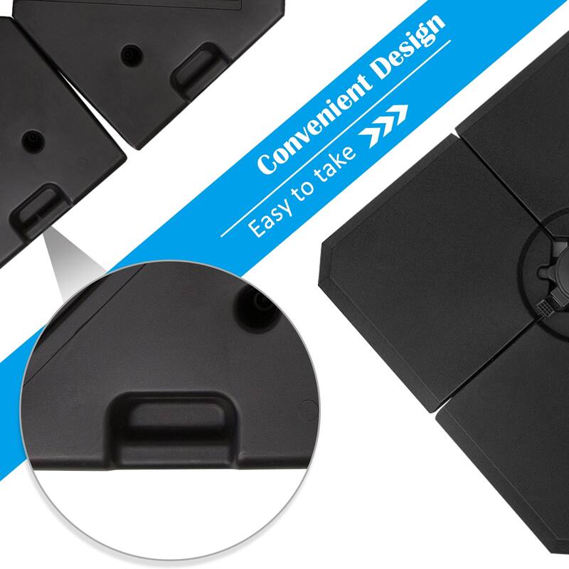 Outsunny Cantilever Umbrella Base Stand Holder with Channel Grooves for Powerful Support, 4-Piece, Black
