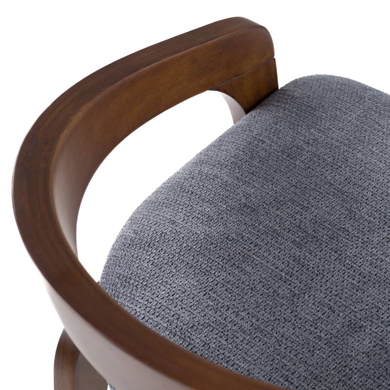 Modrest Vougler Modern Grey Fabric & Walnut Counter Chair (Set of 2)