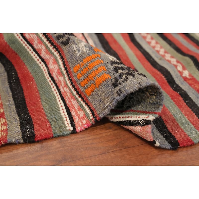 Hand Woven Oriental 100% Wool Carpet Southwestern Tribal Multi-Colored Kilim Area Rug - 8' 11'' X 5' 4''