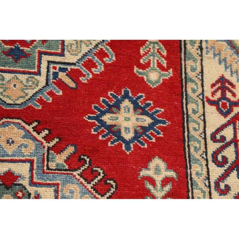 Traditional Red Kazak Foyer Rug Handmade Wool Carpet - 3'4" x 4'11"