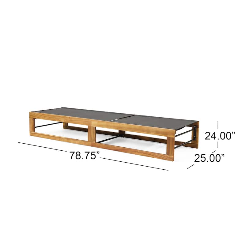 Emile Outdoor Mesh and Wood Chaise Lounge (Set of 2) by Christopher Knight Home