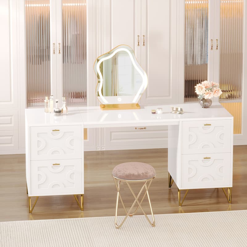 59-Inch Makeup Vanity Desk with 4 Drawers, Modern Beauty Table