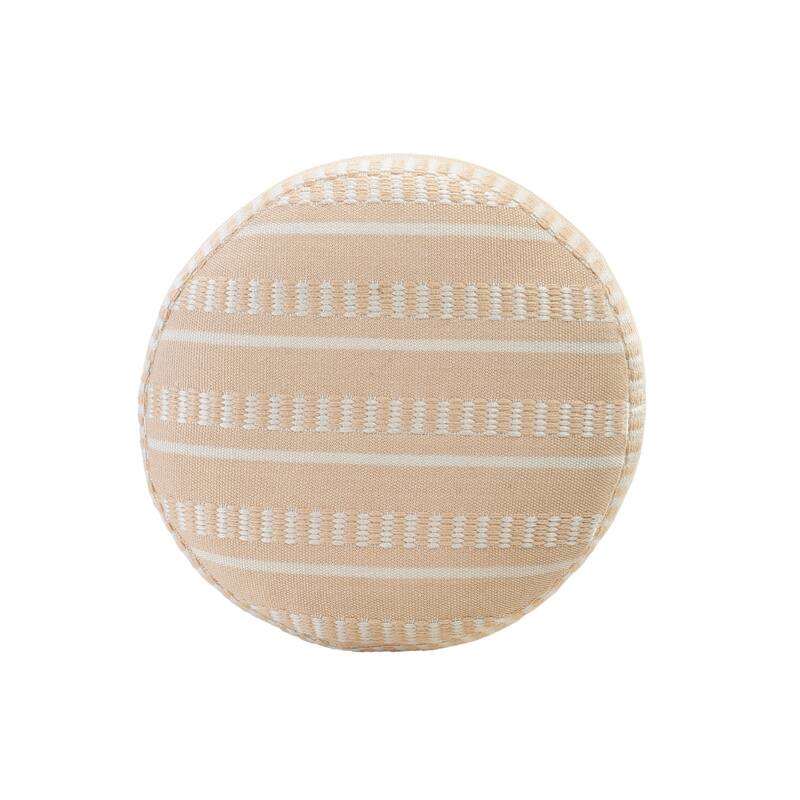 HomeRoots 20" Orange Polyester Round Striped Indoor Outdoor Pouf Ottoman - 20' X '20' X '20