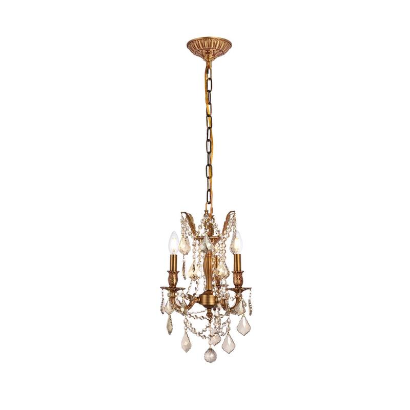Somette Lugano 3-light Royal Cut Gold Crystal and French Gold Chandelier - Lugano 3-Light Gold Chandelier