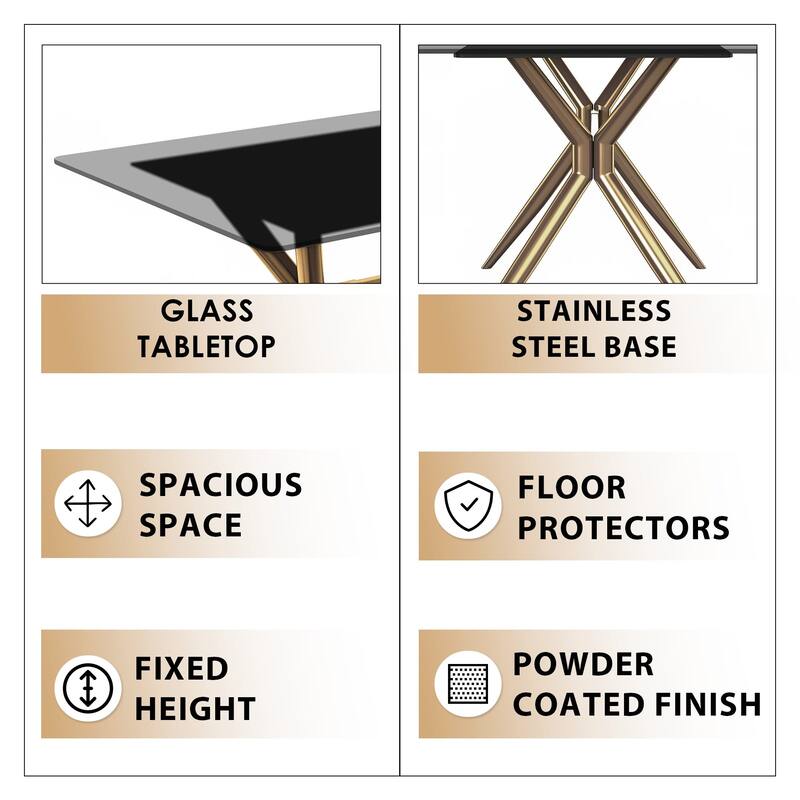 Elega Rectangular Dining Table with Sintered Stone/Glass Top