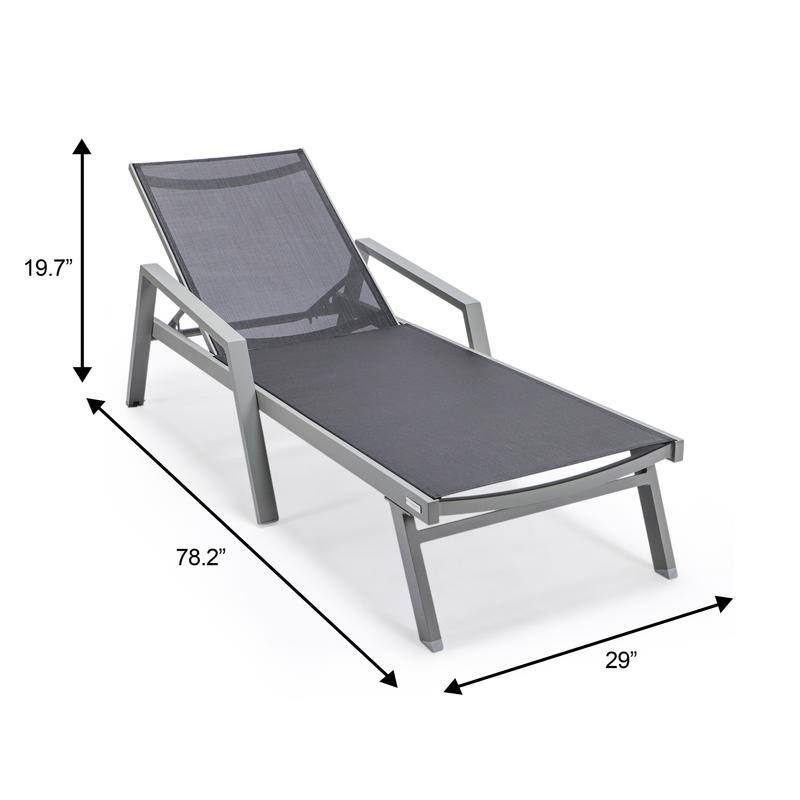LeisureMod Set of 2 Stackable Beach Pool Sunbathing Chaise Loungers - Adjustable Outdoor Sun Lounge Chairs for Patio Backyard