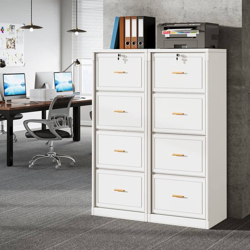 4-Drawer Vertical File Cabinet with Lock for A4/Letter/Legal Size